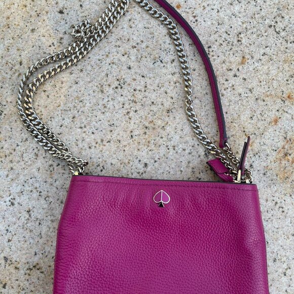 Kate Spade Polly Pink Genuine Leather Gold Chain Crossbody EUC coquette barbie - Picture 13 of 13